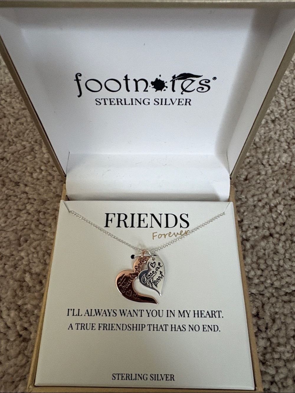 Footnotes Sterling Silver Friends Forever Two-Tone Heart Necklace